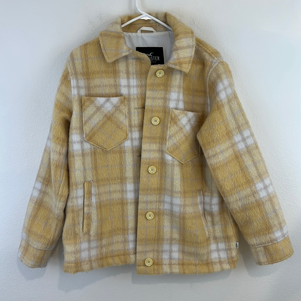 Hollister Yellow Plaid Button Down Jacket